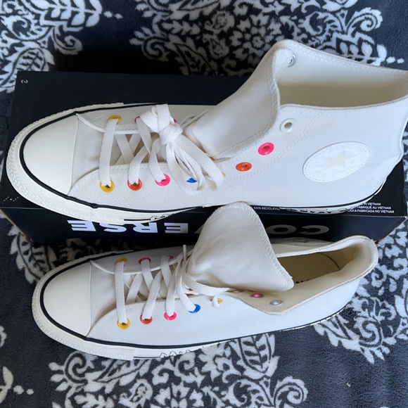 Converse Chuck Taylor All Star Hi Egret/Hyper Pink/Black MEN`S - Picture 3 of 16